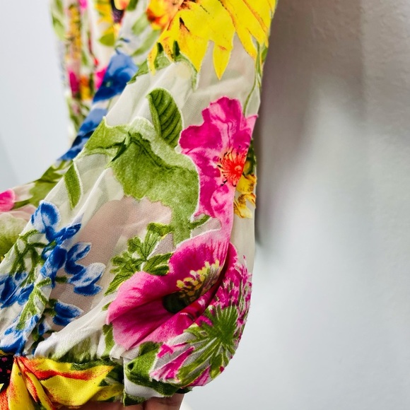 ALICE + OLIVIA Sunday Stroll Floral Off Shoulder Velvet Silk Blouse - Picture 7 of 12